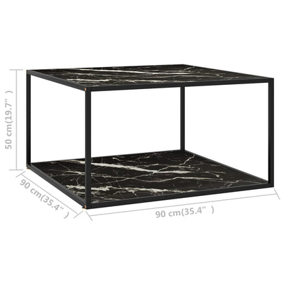 Salontafel met zwart marmerglas 90x90x50 cm zwart