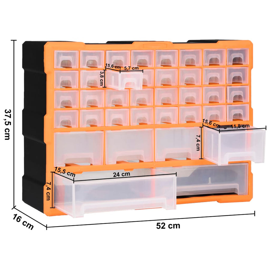 Organiser met 40 lades 52x16x37,5 cm 40 lades Oranje en zwart
