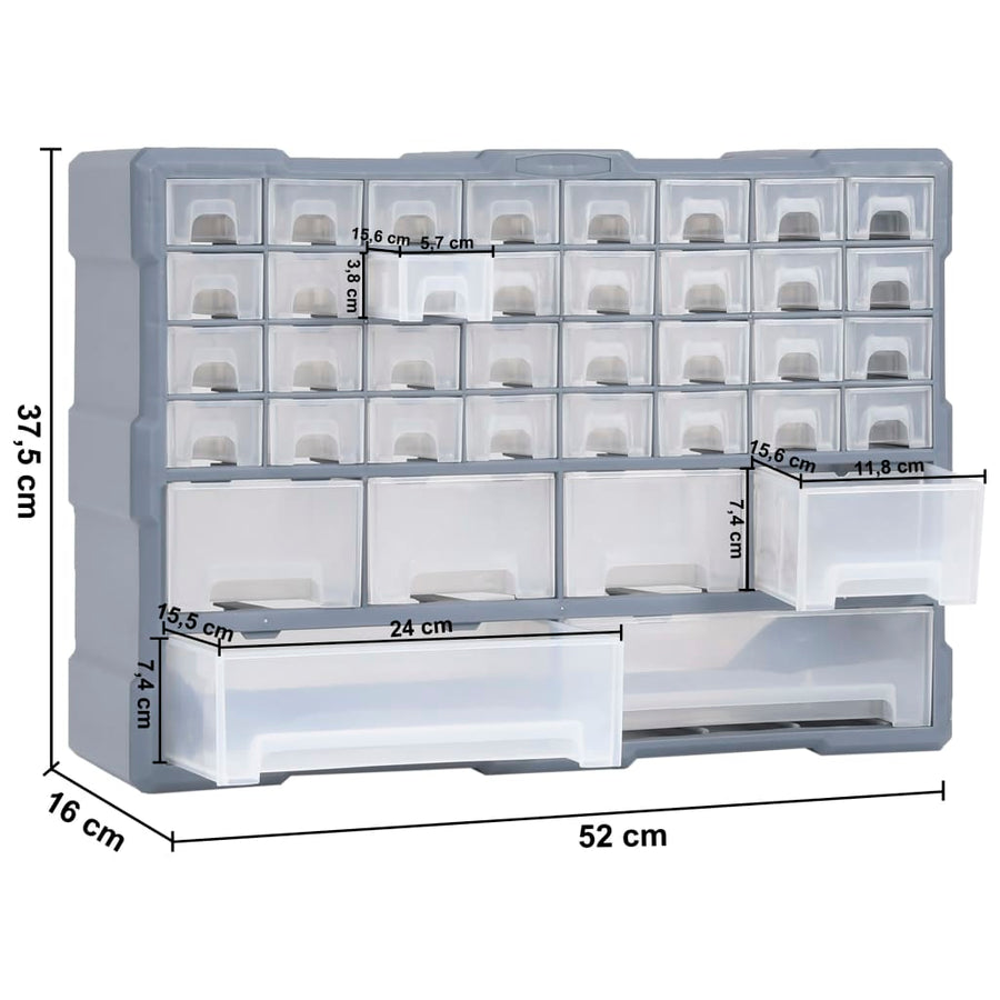 Organiser Met 52X6X37,5 Cm 40 lades Grijs