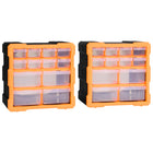 Organisers met 12 lades 2 st 26,5x16x26 cm 12 lades Oranje en zwart