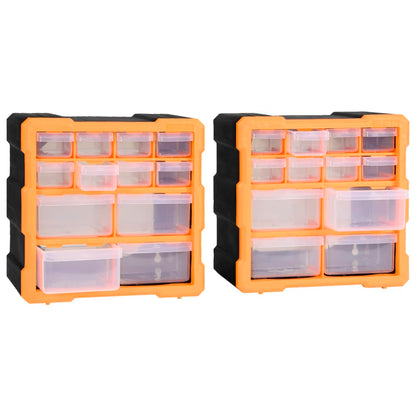 Organisers met 12 lades 2 st 26,5x16x26 cm 12 lades Oranje en zwart