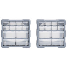 Organisers met 12 lades 2 st 26,5x16x26 cm 12 lades Grijs