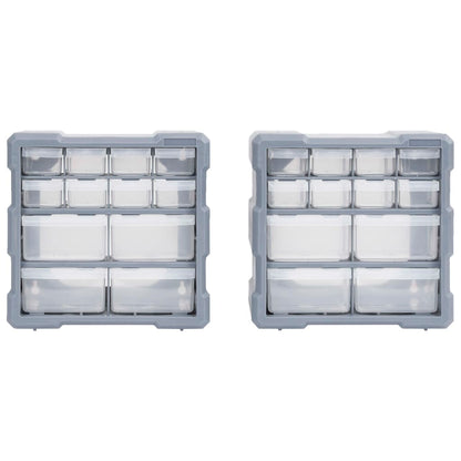 Organisers met 12 lades 2 st 26,5x16x26 cm 12 lades Grijs