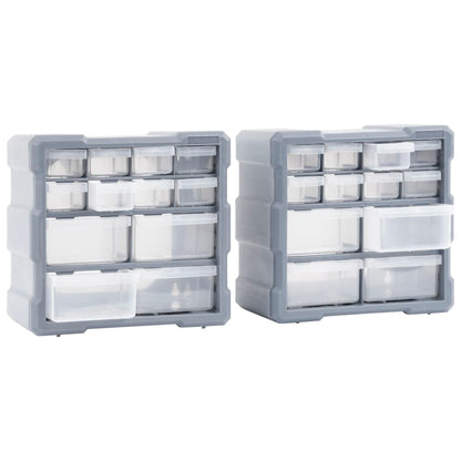 Organisers met 12 lades 2 st 26,5x16x26 cm 12 lades Grijs