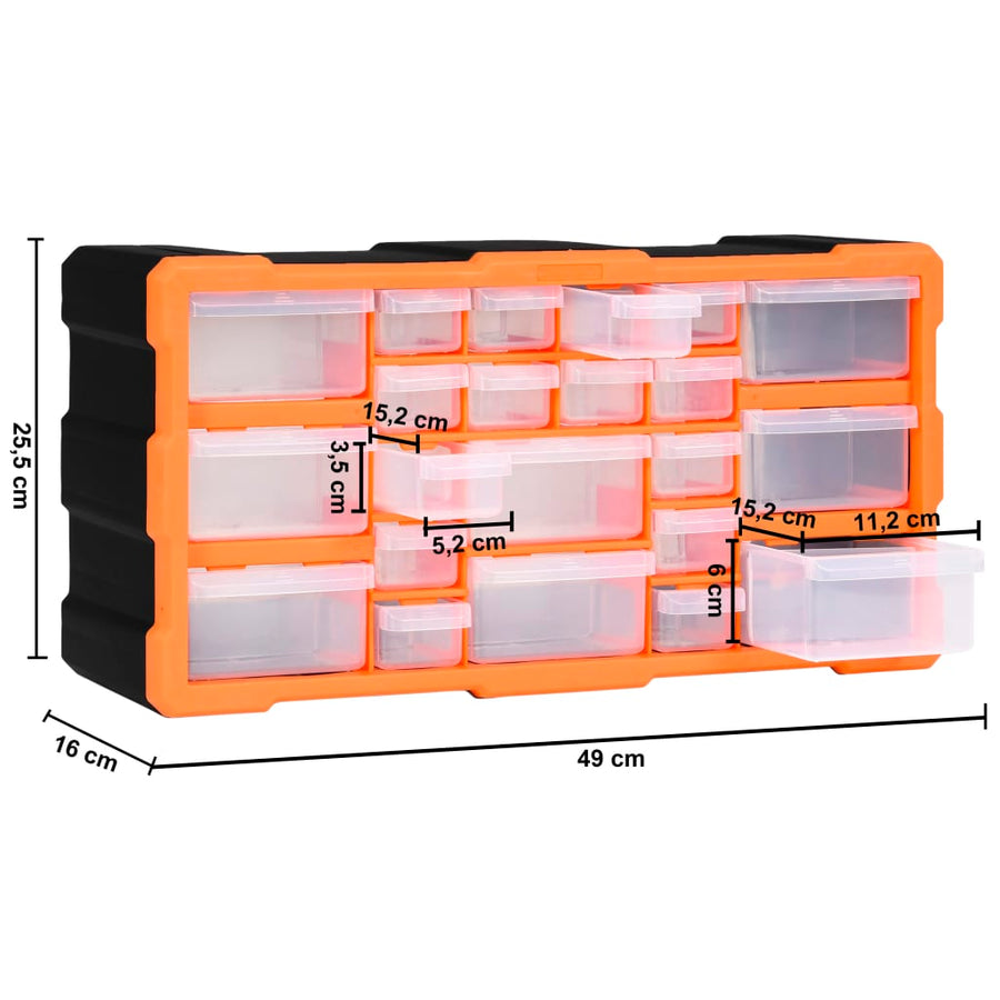 Organiser met 22 lades 49x16x25,5 cm 22 lades Oranje en zwart