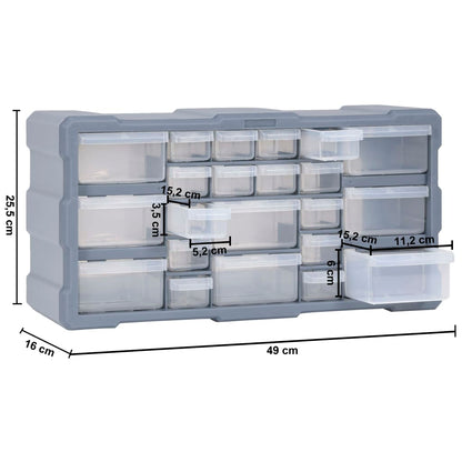 Organiser met 22 lades 49x16x25,5 cm 22 lades Grijs