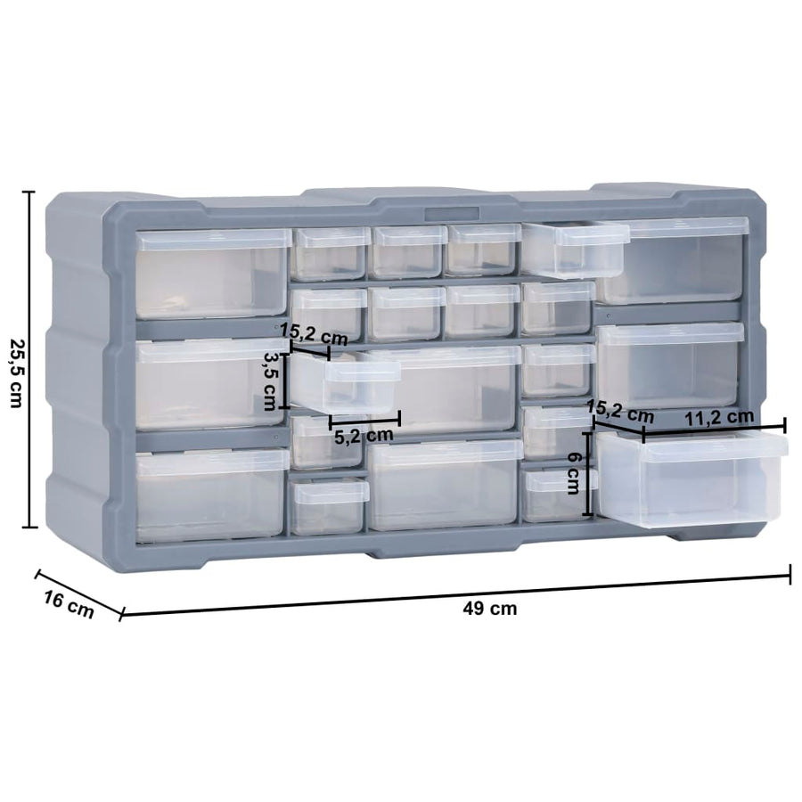Organiser met 22 lades 49x16x25,5 cm 22 lades Grijs