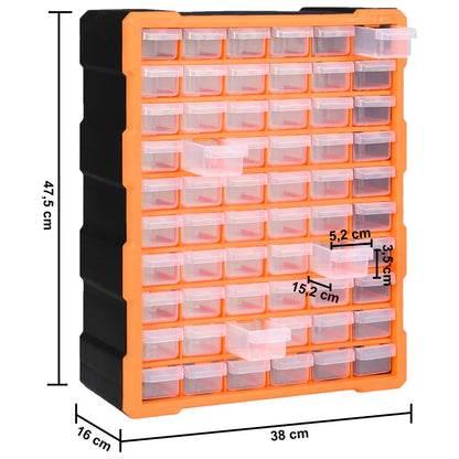 Organiser Met 38X6X47,5 Cm 60 lades Oranje en zwart