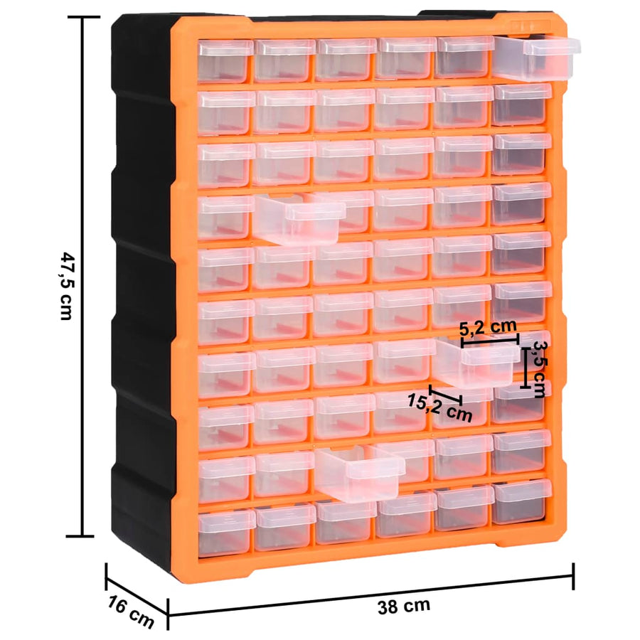 Organiser Met 38X6X47,5 Cm 60 lades Oranje en zwart