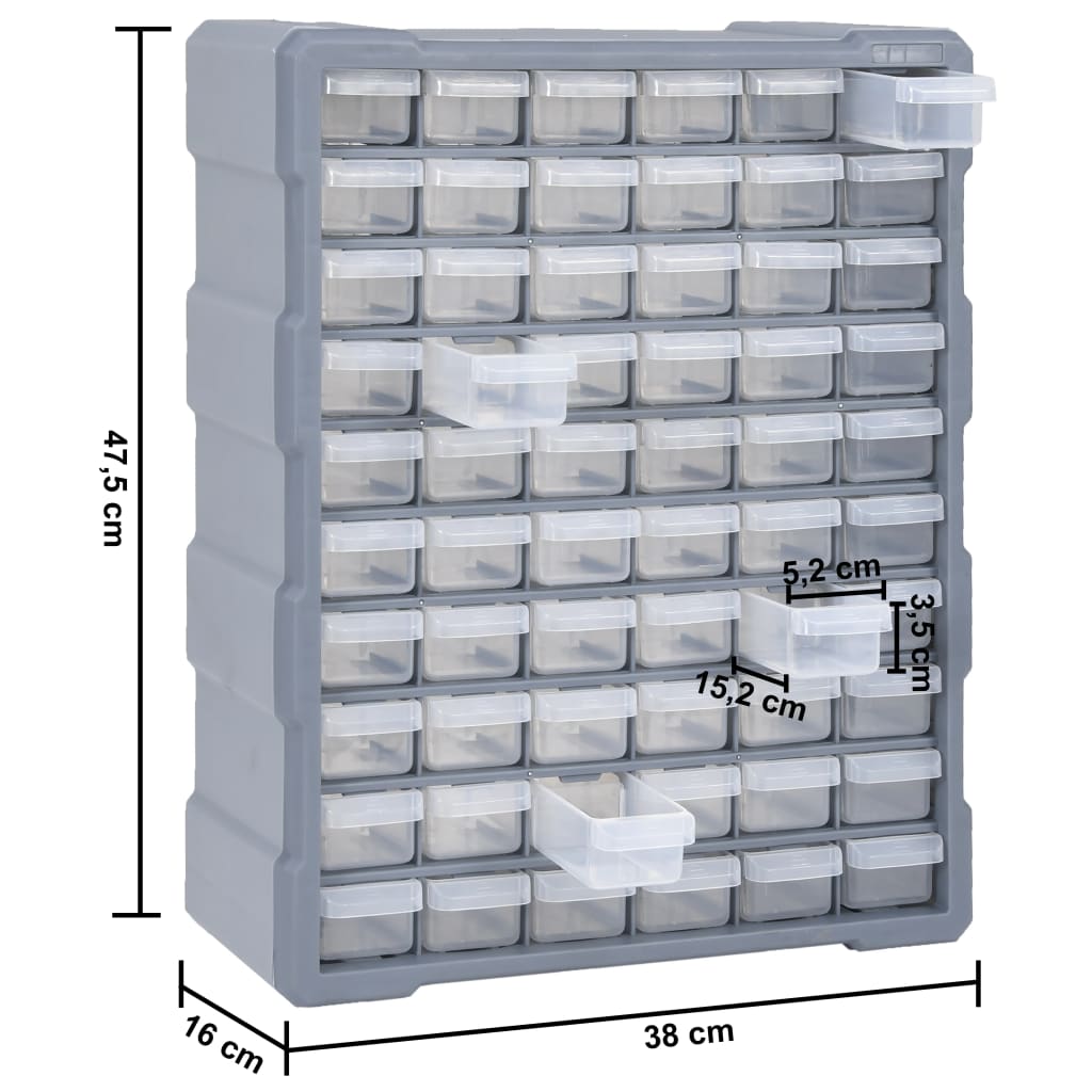 Organiser met 60 lades 38x16x47,5 cm 60 lades Grijs