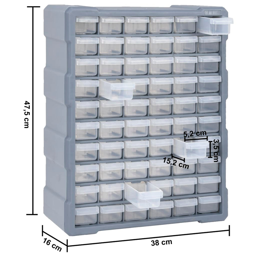 Organiser met 60 lades 38x16x47,5 cm 60 lades Grijs