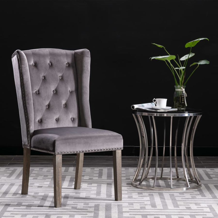 Eetkamerstoelen Fluweel 2 Grijs