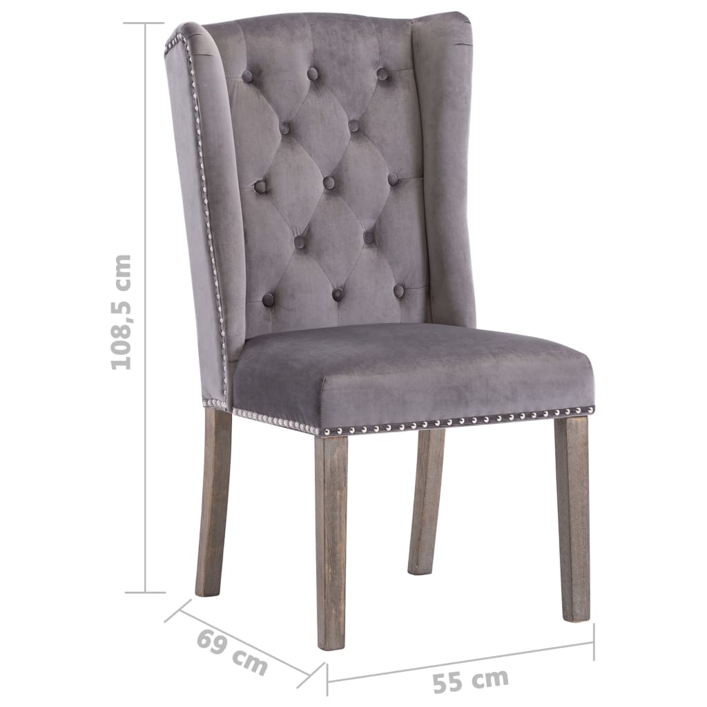 Eetkamerstoelen Fluweel 2 Grijs