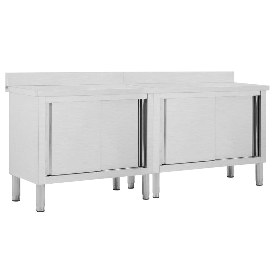 Werktafels Met Deuren 2 St Roestvrij Staal 200 x 50 x (95-97) cm