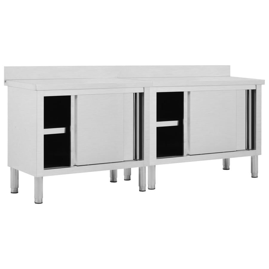 Werktafels Met Deuren 2 St Roestvrij Staal 200 x 50 x (95-97) cm