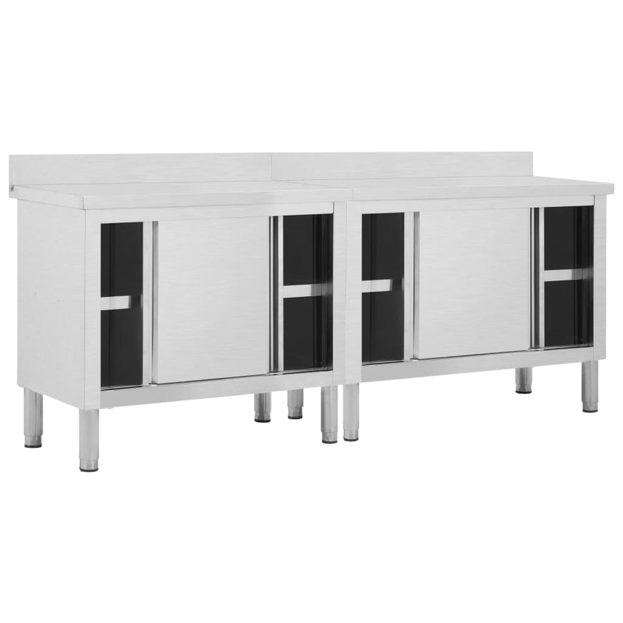 Werktafels Met Deuren 2 St Roestvrij Staal 200 x 50 x (95-97) cm