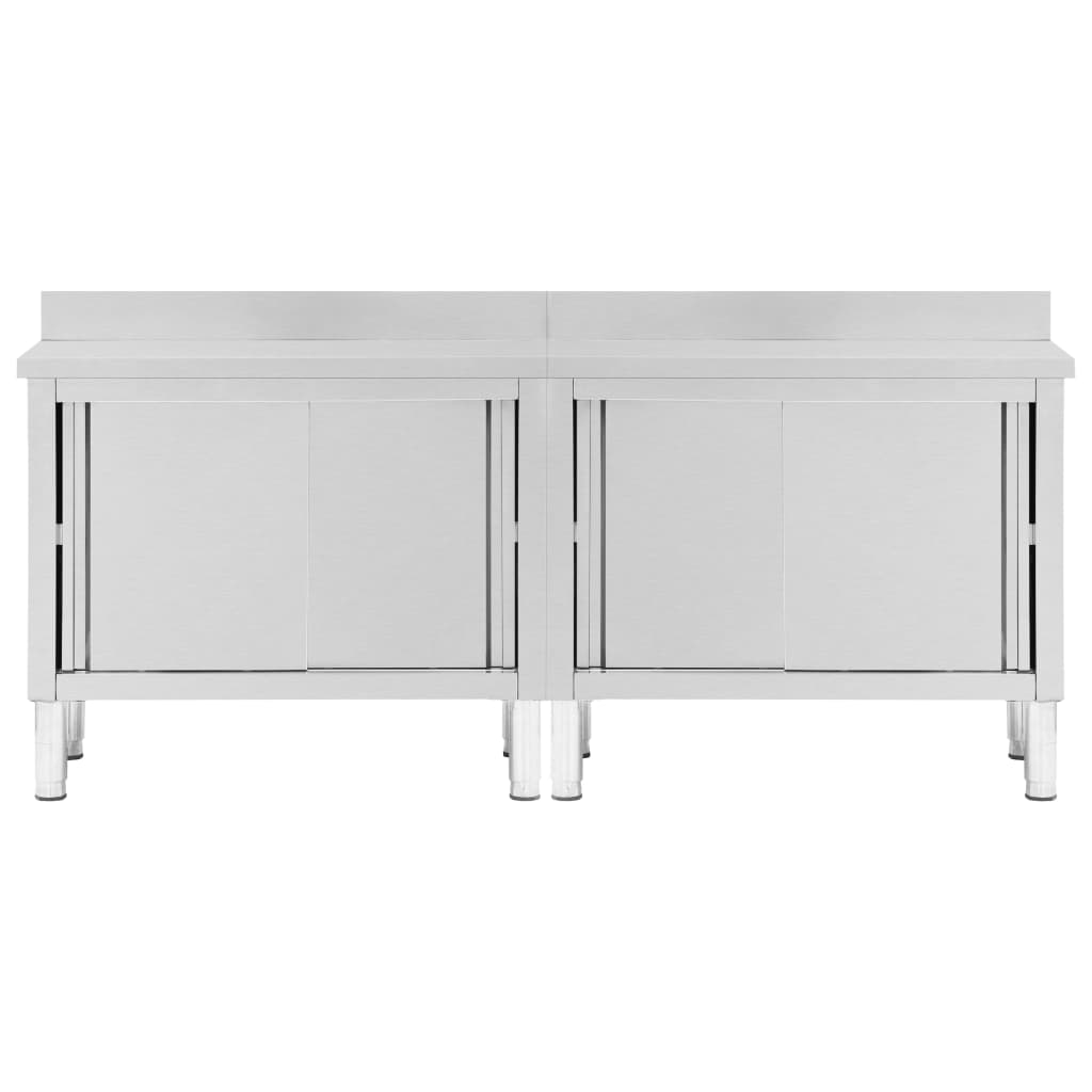 Werktafels Met Deuren 2 St Roestvrij Staal 200 x 50 x (95-97) cm