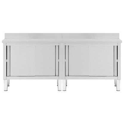Werktafels Met Deuren 2 St Roestvrij Staal 200 x 50 x (95-97) cm