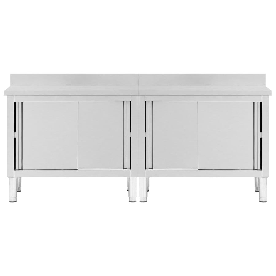 Werktafels Met Deuren 2 St Roestvrij Staal 200 x 50 x (95-97) cm