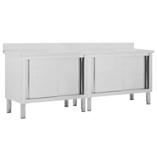 Werktafels Met Deuren 2 St Roestvrij Staal 240 x 50 x (95-97) cm