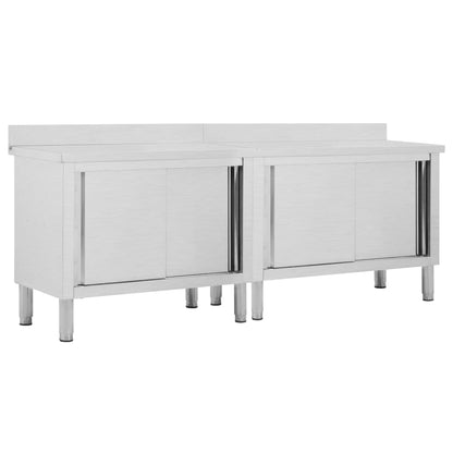 Werktafels Met Deuren 2 St Roestvrij Staal 240 x 50 x (95-97) cm
