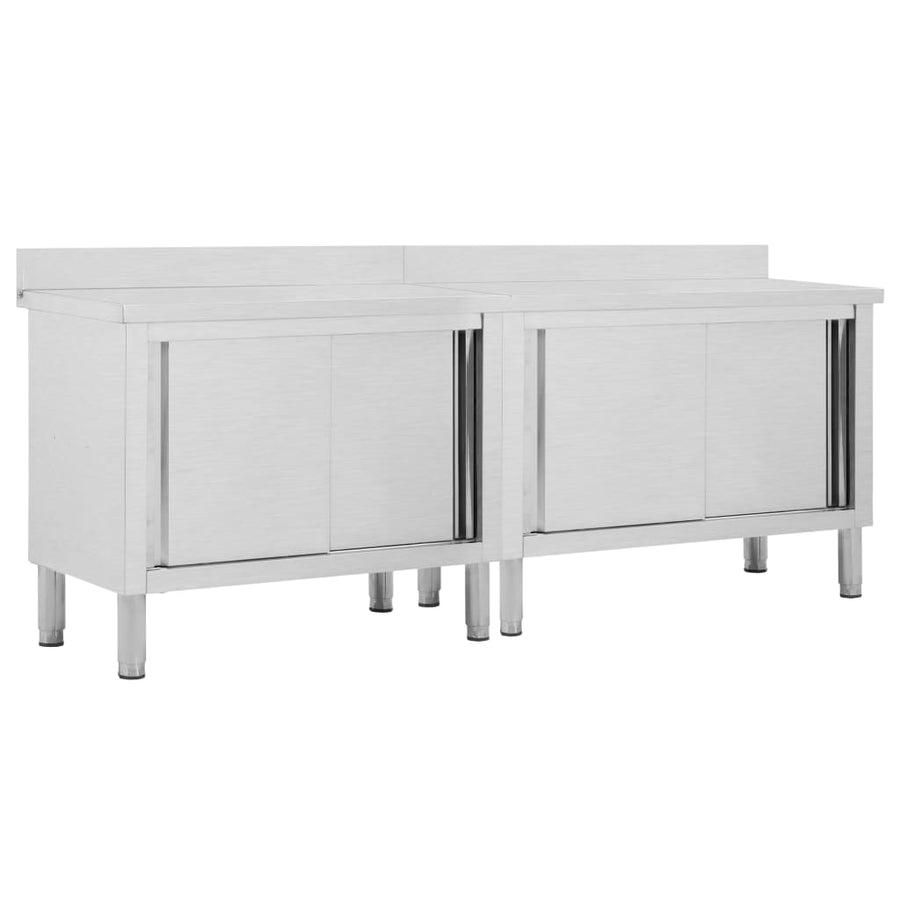 Werktafels Met Deuren 2 St Roestvrij Staal 240 x 50 x (95-97) cm