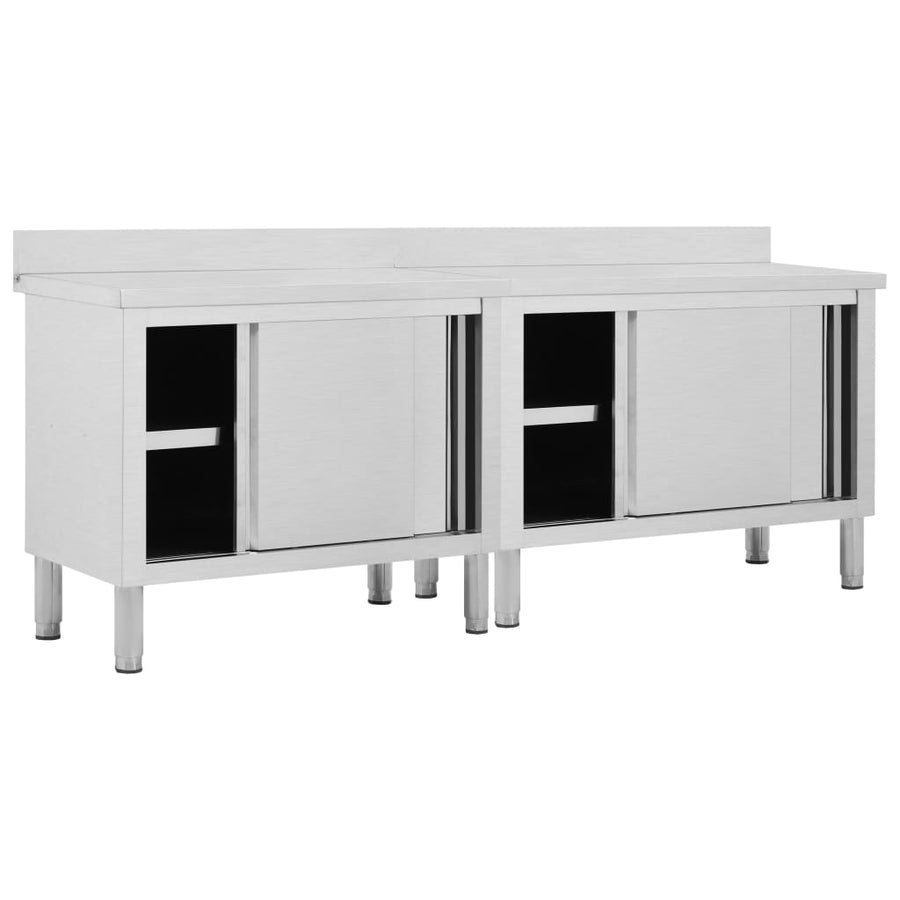 Werktafels Met Deuren 2 St Roestvrij Staal 240 x 50 x (95-97) cm