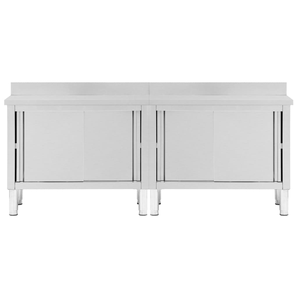 Werktafels Met Deuren 2 St Roestvrij Staal 240 x 50 x (95-97) cm