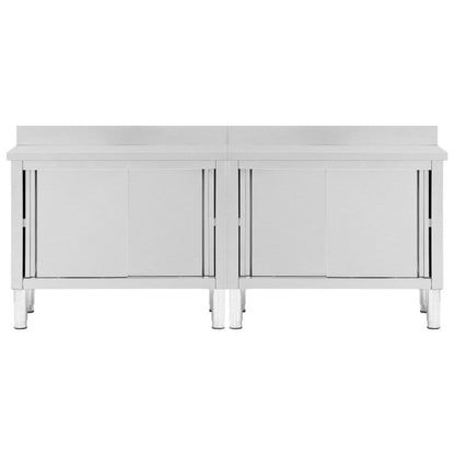 Werktafels Met Deuren 2 St Roestvrij Staal 240 x 50 x (95-97) cm