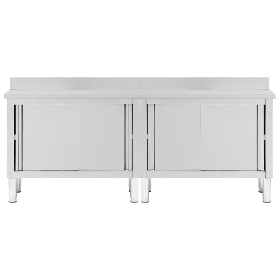 Werktafels Met Deuren 2 St Roestvrij Staal 240 x 50 x (95-97) cm
