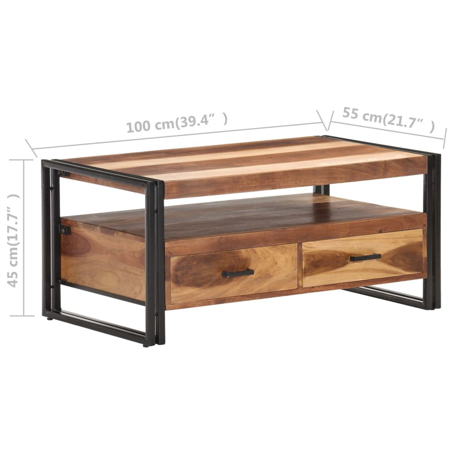 Salontafel 100x55x45 cm massief acaciahout