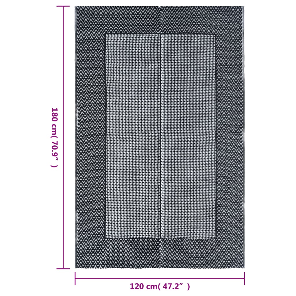 Buitenkleed Pp 120 x 180 cm Zwart en grijs