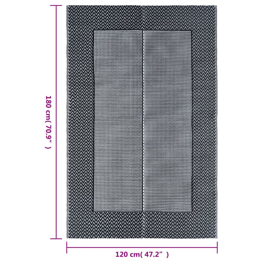 Buitenkleed Pp 120 x 180 cm Zwart en grijs