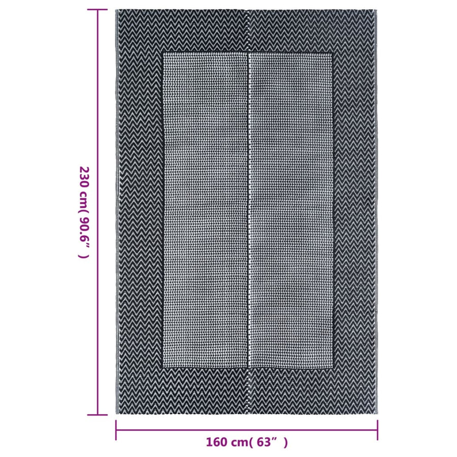 Buitenkleed Pp 160 x 230 cm Zwart en grijs