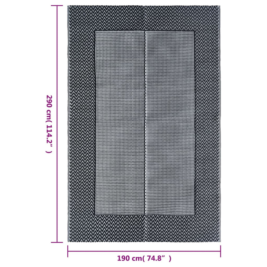 Buitenkleed Pp 190 x 290 cm Zwart en grijs