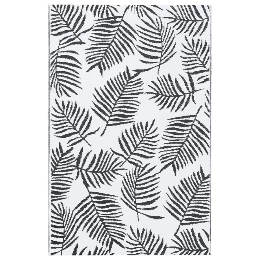 Buitenkleed Pp Wit En Zwart 120 x 180 cm Bladpatroon