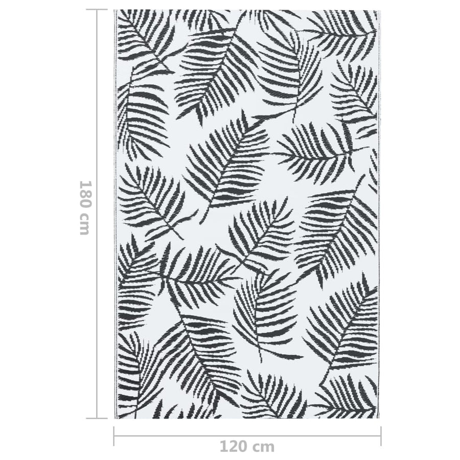 Buitenkleed Pp Wit En Zwart 120 x 180 cm Bladpatroon