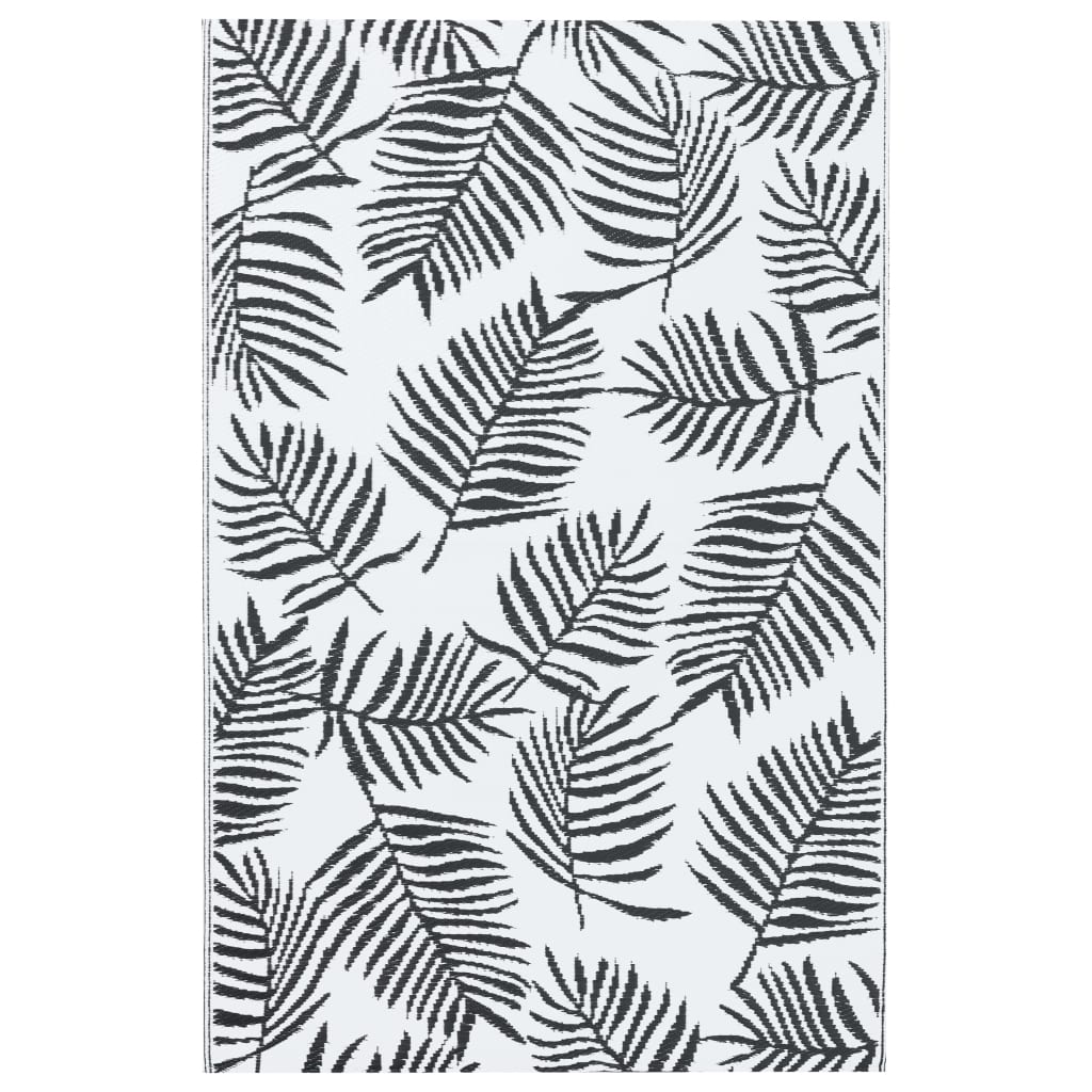Buitenkleed Pp Wit En Zwart 160 x 230 cm Bladpatroon