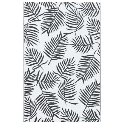 Buitenkleed Pp Wit En Zwart 160 x 230 cm Bladpatroon