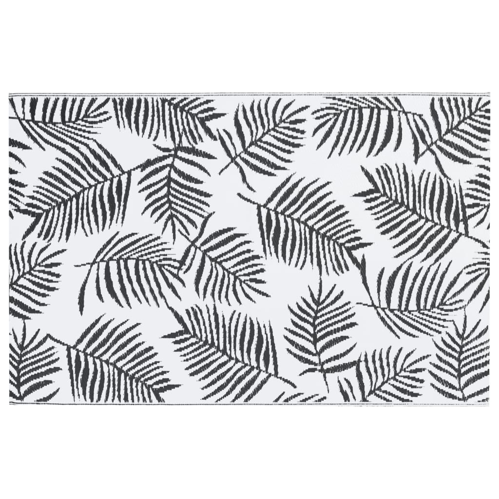 Buitenkleed Pp Wit En Zwart 160 x 230 cm Bladpatroon
