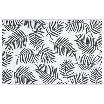 Buitenkleed Pp Wit En Zwart 160 x 230 cm Bladpatroon