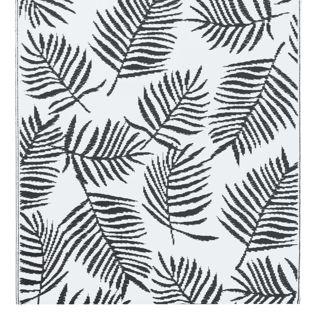 Buitenkleed Pp Wit En Zwart 160 x 230 cm Bladpatroon