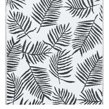Buitenkleed Pp Wit En Zwart 160 x 230 cm Bladpatroon