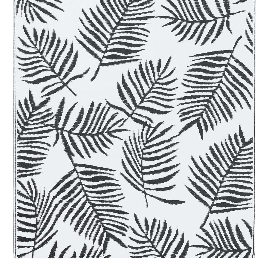 Buitenkleed Pp Wit En Zwart 160 x 230 cm Bladpatroon