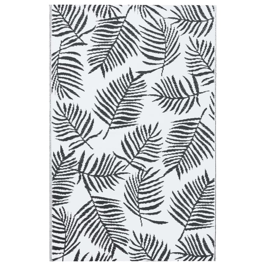Buitenkleed Pp Wit En Zwart 190 x 290 cm Bladpatroon