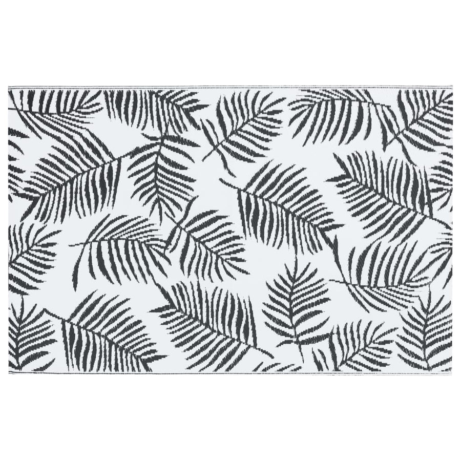 Buitenkleed Pp Wit En Zwart 190 x 290 cm Bladpatroon
