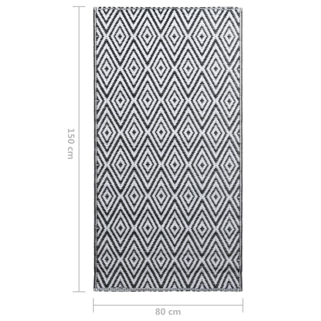 Buitenkleed 80X150 Cm Pp Wit En Zwart 80 x 150 cm