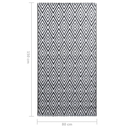 Buitenkleed 80X150 Cm Pp Wit En Zwart 80 x 150 cm