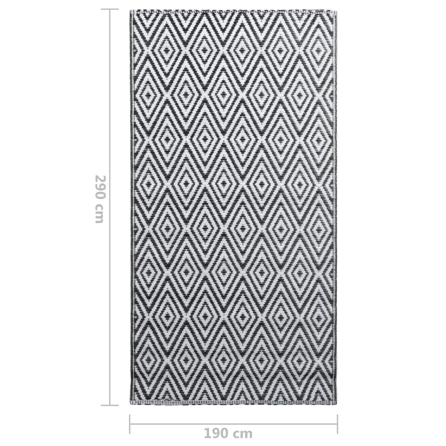 Buitenkleed Pp 190 x 290 cm Wit en zwart