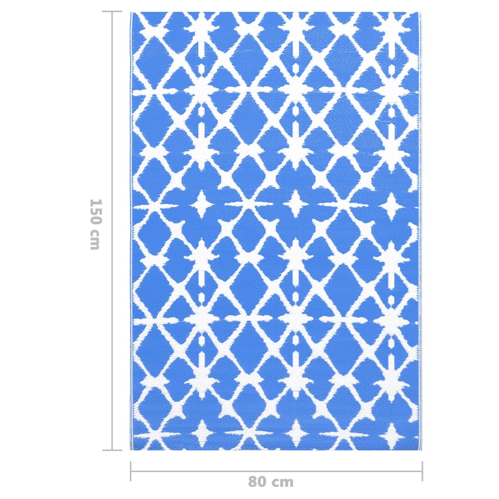 Buitenkleed 80X150 Cm Pp Blauw En Wit 80 x 150 cm